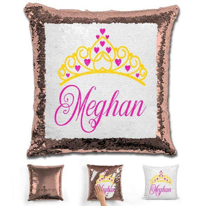 Princess Crown Personalized Magic Sequin Pillow Pillow GLAM Rose Gold 