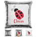 Ladybug Personalized Magic Sequin Pillow Pillow GLAM Silver 