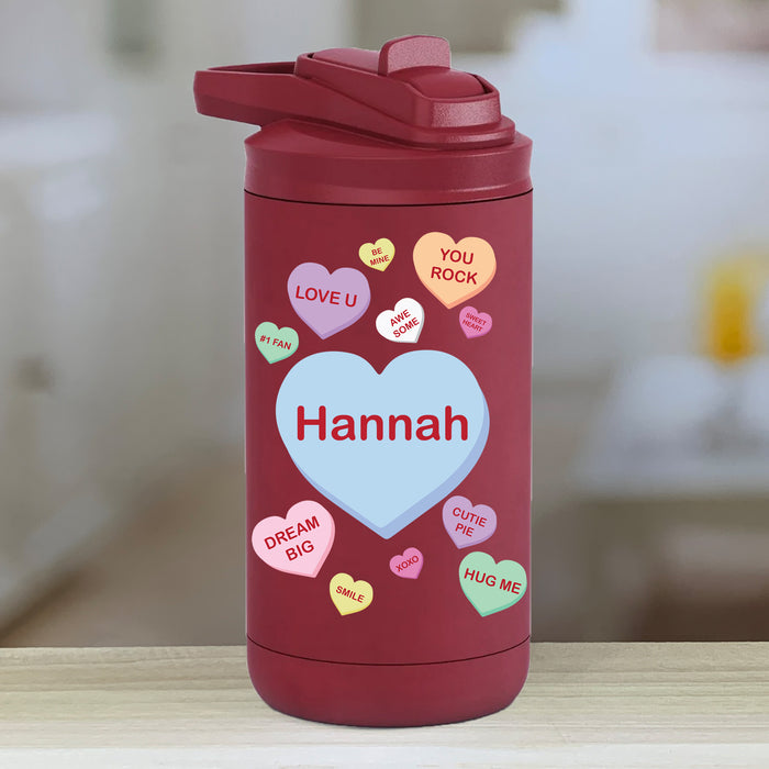 Personalized Candy Heart Kids Water Bottle Tumblers