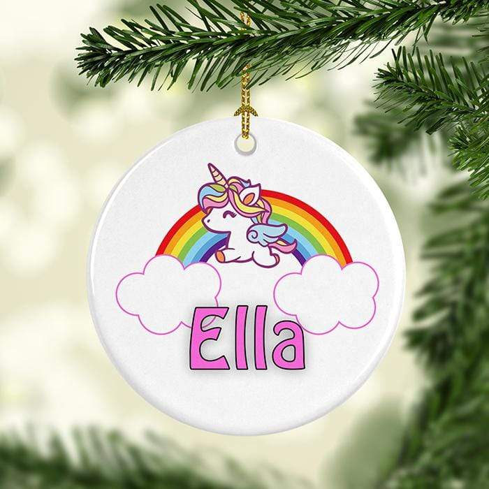 Unicorn Rainbow Personalized Ceramic Ornaments