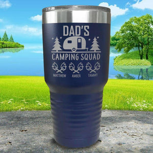 Dad's Camping Squad (CUSTOM) With Child's Name Engraved Tumblers Tumbler ZLAZER 30oz Tumbler Navy 