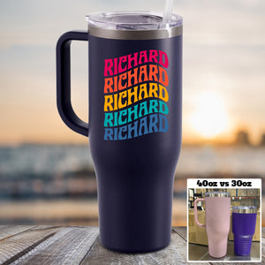 NEW 40oz Retro Style Name Personalized Color Printed Tumbler