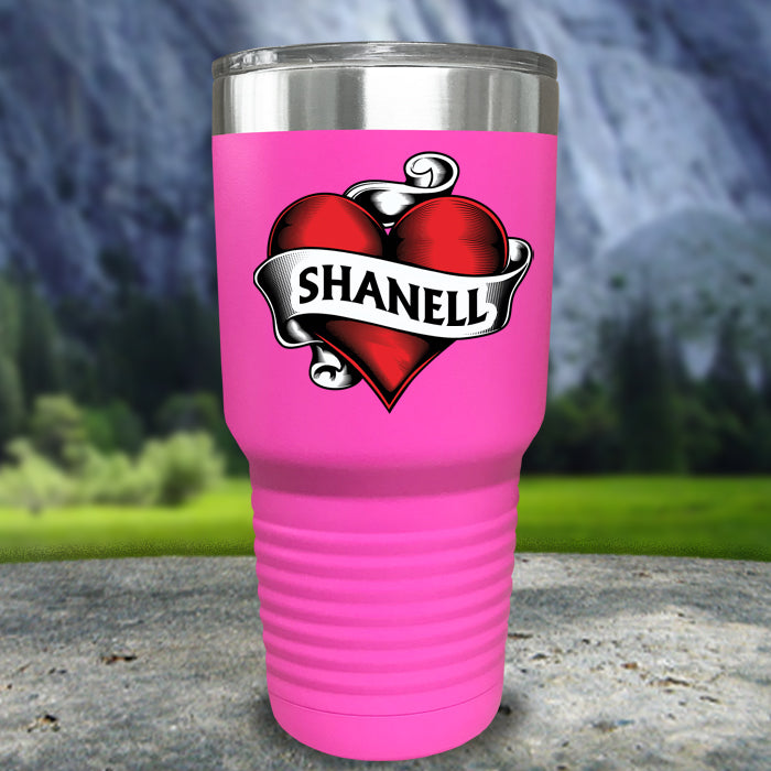 Heart Tattoo Personalized Color Printed Tumblers