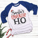 Santa's Favorite HO Raglan T-Shirts CustomCat White/Royal X-Small 