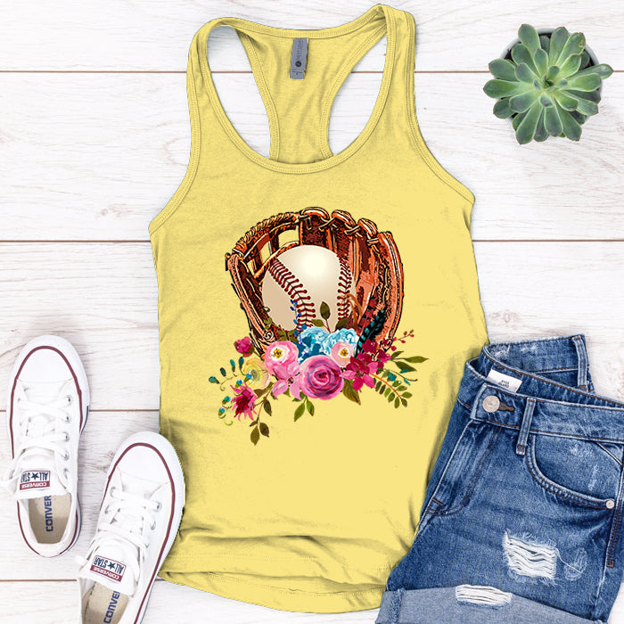 Baseball Glove Flowers Premium Tank Top