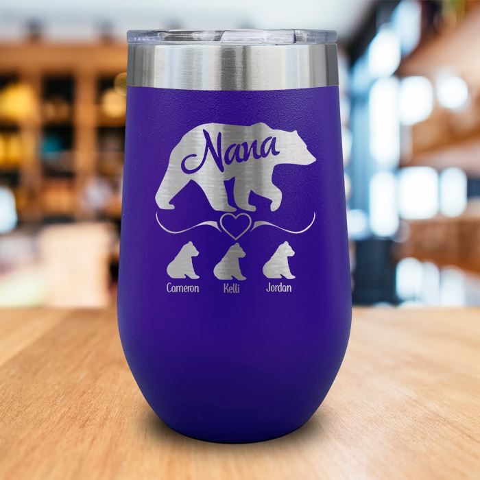 PERSONALIZED Grandparents Bear Engraved Wine Tumbler