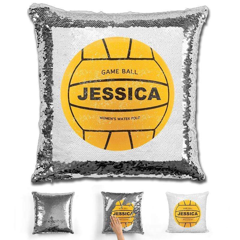 Water Polo Personalized Magic Sequin Pillow Pillow GLAM Silver 