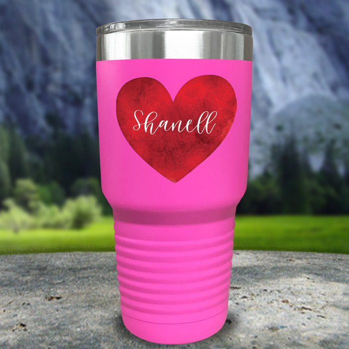 Heart Watercolor Personalized Color Printed Tumblers