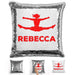 Competitive Cheerleader Personalized Magic Sequin Pillow Pillow GLAM Silver Red 