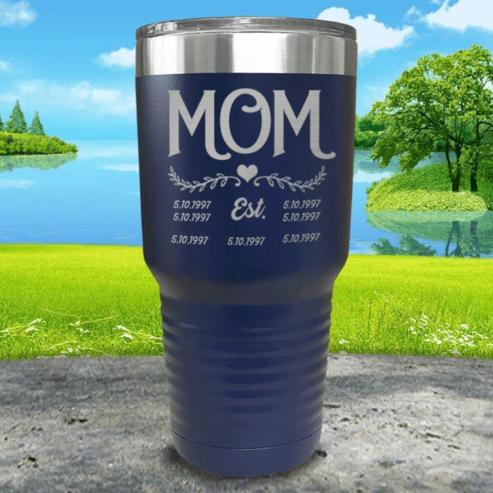 Mom Est (CUSTOM) Engraved Tumblers Tumbler ZLAZER 30oz Tumbler Navy 