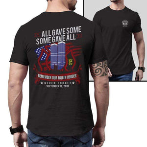 Never Forget 9-11 Firefighter 343 T-Shirts CustomCat Heavy Metal X-Small 