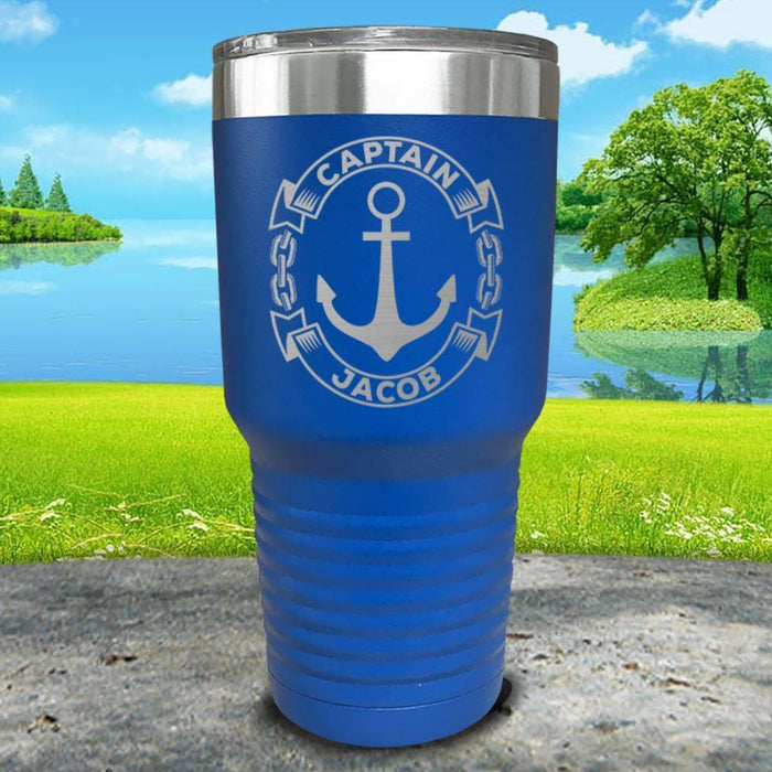 Captain Anchor (CUSTOM) Engraved Tumbler Tumbler ZLAZER 30oz Tumbler Lemon Blue 