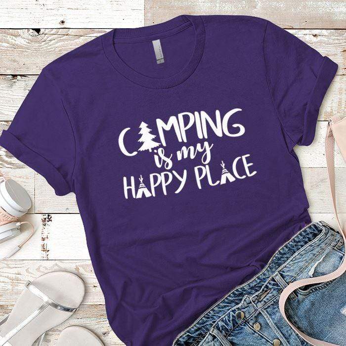 Camping Is My Happy Place 1 Premium Tees T-Shirts CustomCat Purple Rush/ X-Small 