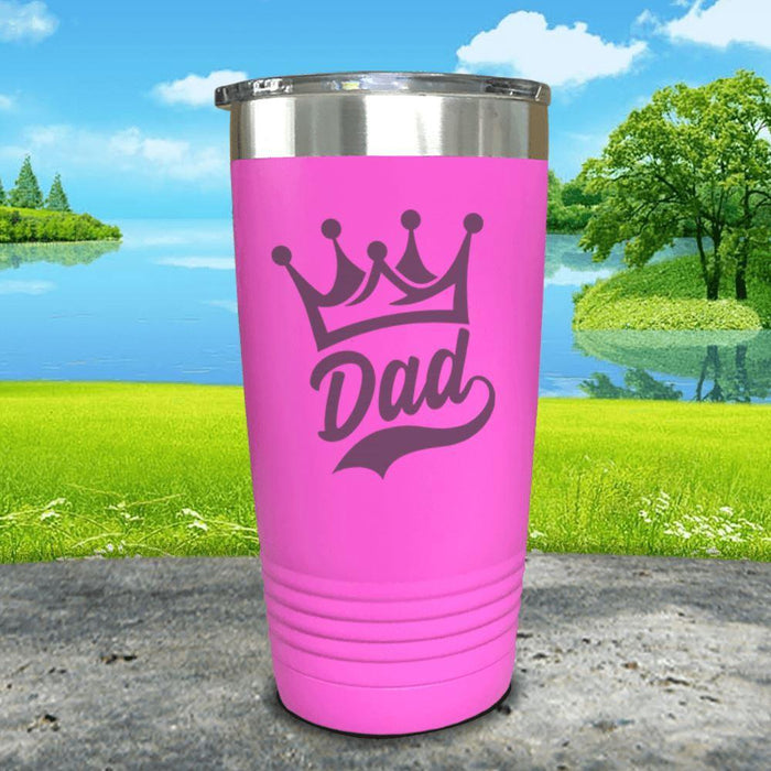 King Dad Engraved Tumbler Tumbler ZLAZER 20oz Tumbler Pink 