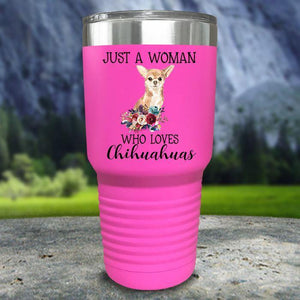A Woman Who Loves Chihuahuas Color Printed Tumblers Tumbler Nocturnal Coatings 30oz Tumbler Pink 