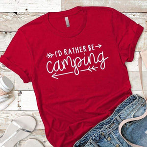 I'd Rather Be Camping Arrows Premium Tees T-Shirts CustomCat Red X-Small 
