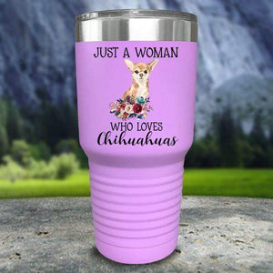A Woman Who Loves Chihuahuas Color Printed Tumblers Tumbler Nocturnal Coatings 30oz Tumbler Lavender 