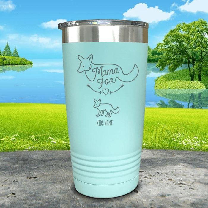 Fox Mama (CUSTOM) With Child's Name Engraved Tumblers Tumbler ZLAZER 20oz Tumbler Mint 