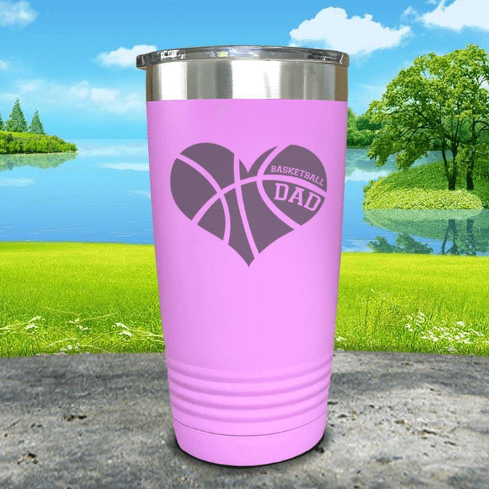 Basketball Dad Heart Engraved Tumbler Tumbler ZLAZER 20oz Tumbler Lavender 