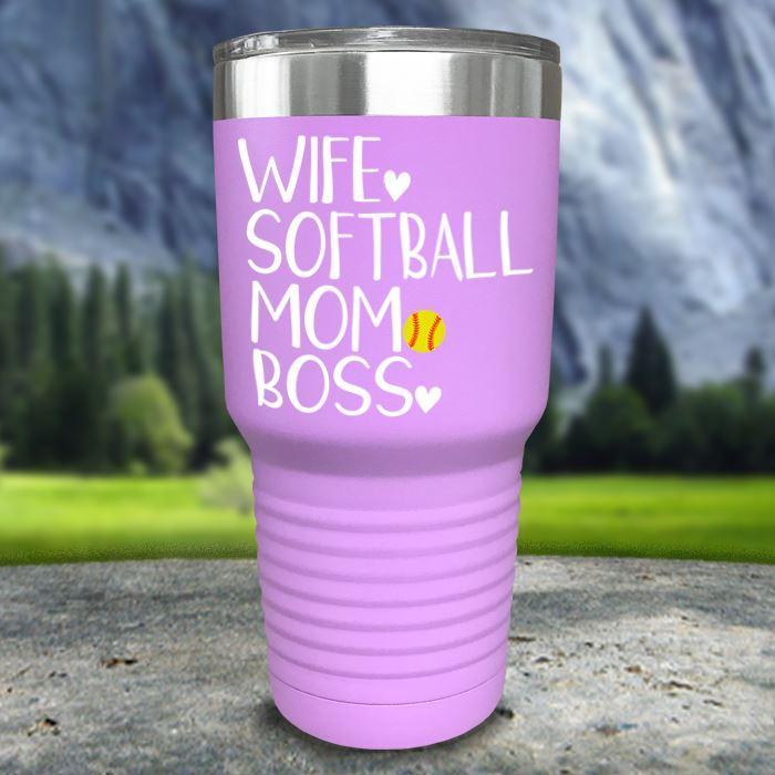 Wife Softball Mom Boss Color Printed Tumblers Tumbler ZLAZER 30oz Tumbler Lavender 