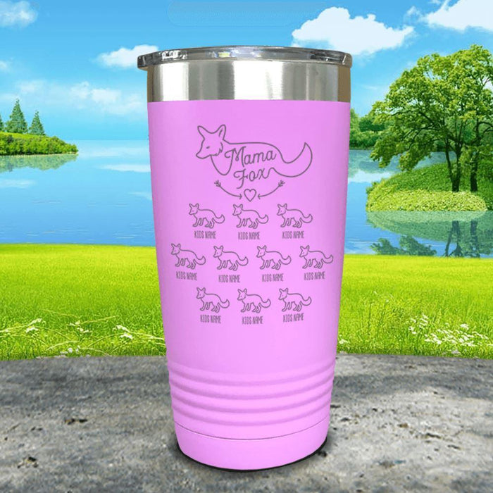 Fox Mama (CUSTOM) With Child's Name Engraved Tumblers Tumbler ZLAZER 20oz Tumbler Lavender 