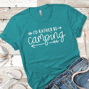 I'd Rather Be Camping Arrows Premium Tees T-Shirts CustomCat Tahiti Blue X-Small 