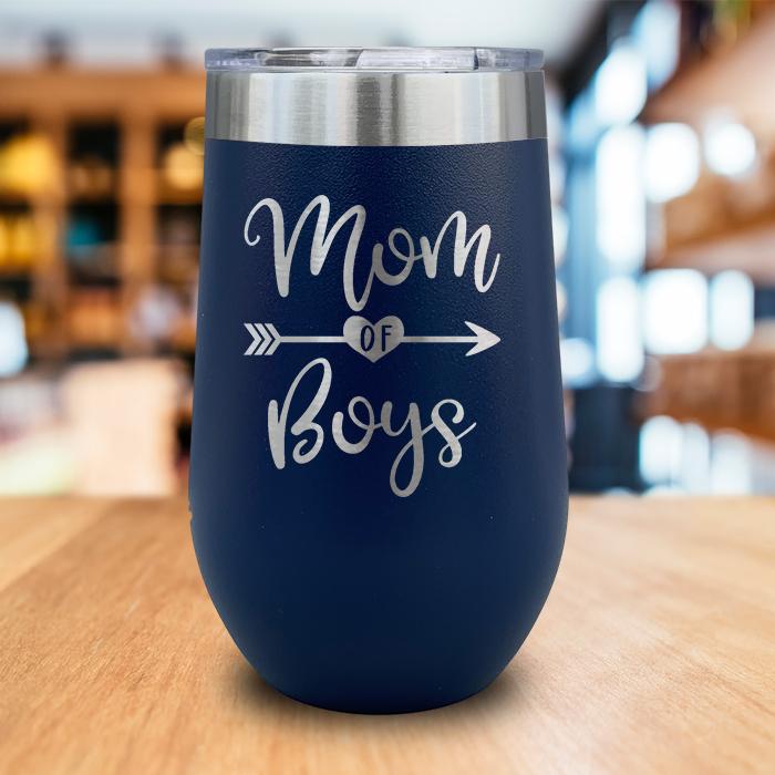 Mom of Boys Engraved Wine Tumbler