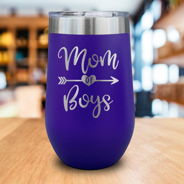 Mom of Boys Engraved Wine Tumbler