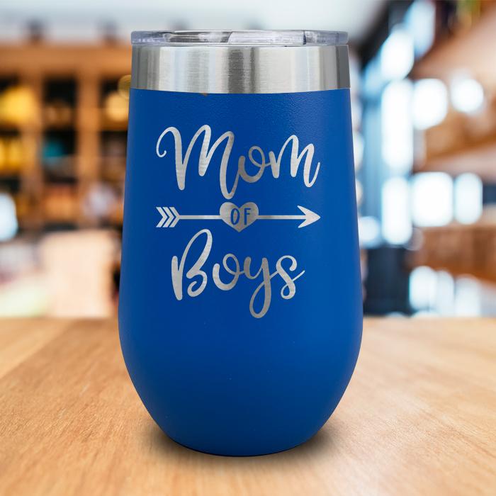 Mom of Boys Engraved Wine Tumbler