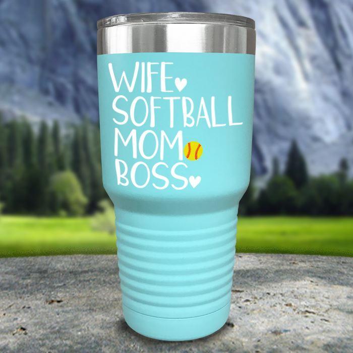 Wife Softball Mom Boss Color Printed Tumblers Tumbler ZLAZER 30oz Tumbler Mint 