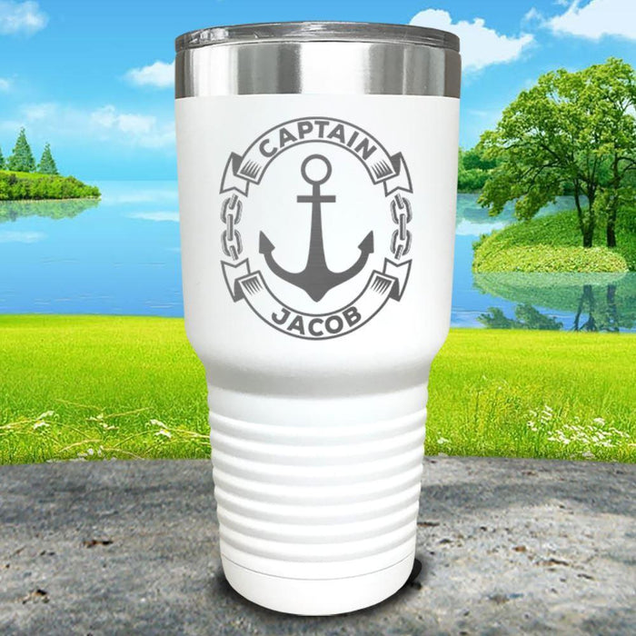 Captain Anchor (CUSTOM) Engraved Tumbler Tumbler ZLAZER 30oz Tumbler White 