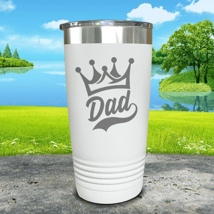 King Dad Engraved Tumbler Tumbler ZLAZER 20oz Tumbler White 