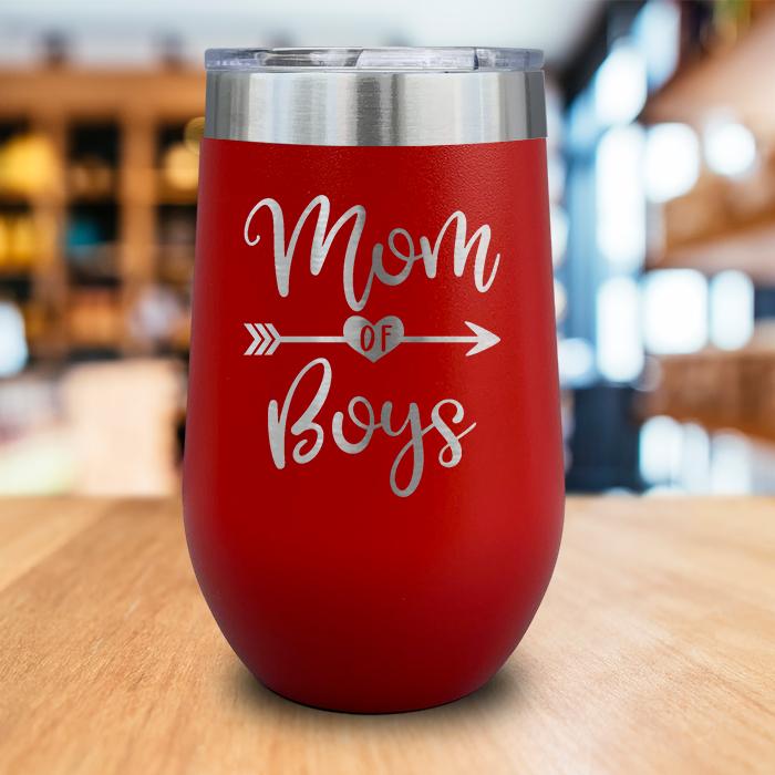 Mom of Boys Engraved Wine Tumbler