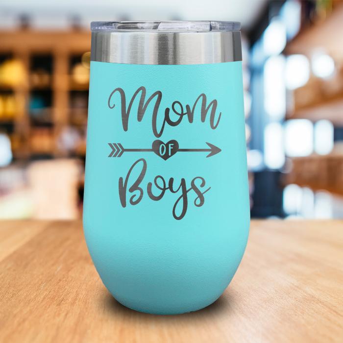 Mom of Boys Engraved Wine Tumbler