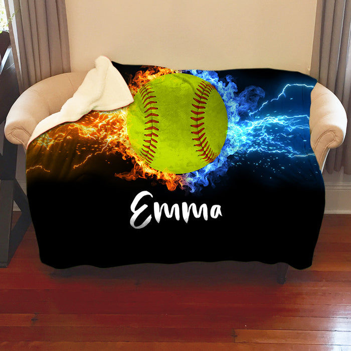 Fire And Lightning Sports Personalized Blankets