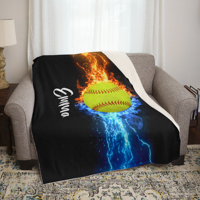 Fire And Lightning Sports Personalized Blankets