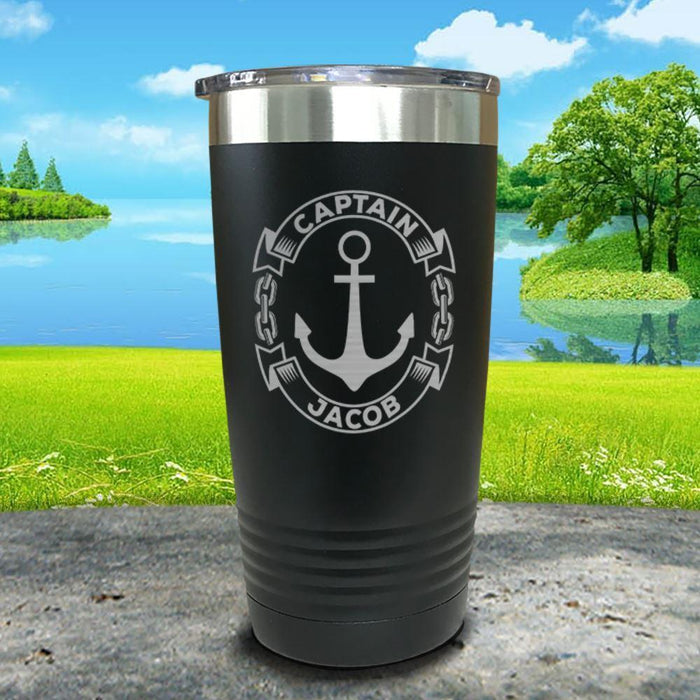 Captain Anchor (CUSTOM) Engraved Tumbler Tumbler ZLAZER 20oz Tumbler Black 