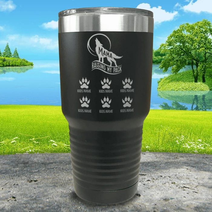 Wolf Mama (CUSTOM) With Child's Name Engraved Tumblers Tumbler ZLAZER 30oz Tumbler Black 