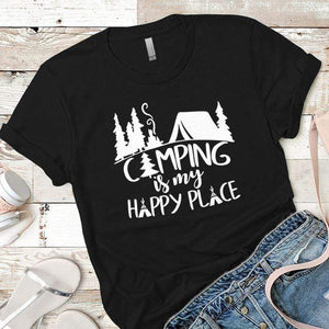 Camping Is My Happy Place 2 Premium Tees T-Shirts CustomCat Black X-Small 