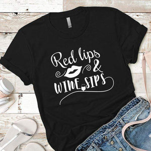 Red Lips Premium Tees T-Shirts CustomCat Black X-Small 