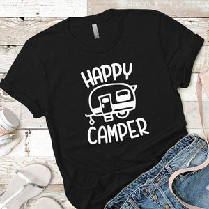 Happy Camper 1 Premium Tees T-Shirts CustomCat Black X-Small 