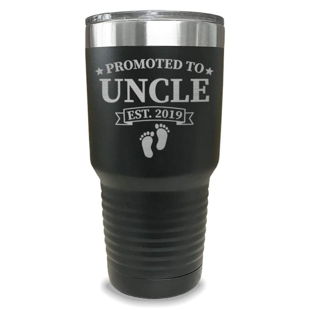 Promoted To Uncle Footprint (CUSTOM) With Date Engraved Tumblers Engraved Tumbler ZLAZER 30oz Tumbler Black 