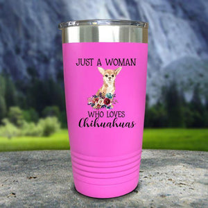 A Woman Who Loves Chihuahuas Color Printed Tumblers Tumbler Nocturnal Coatings 20oz Tumbler Pink 
