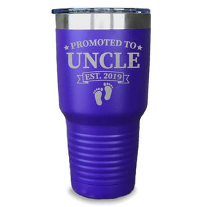 Promoted To Uncle Footprint (CUSTOM) With Date Engraved Tumblers Engraved Tumbler ZLAZER 