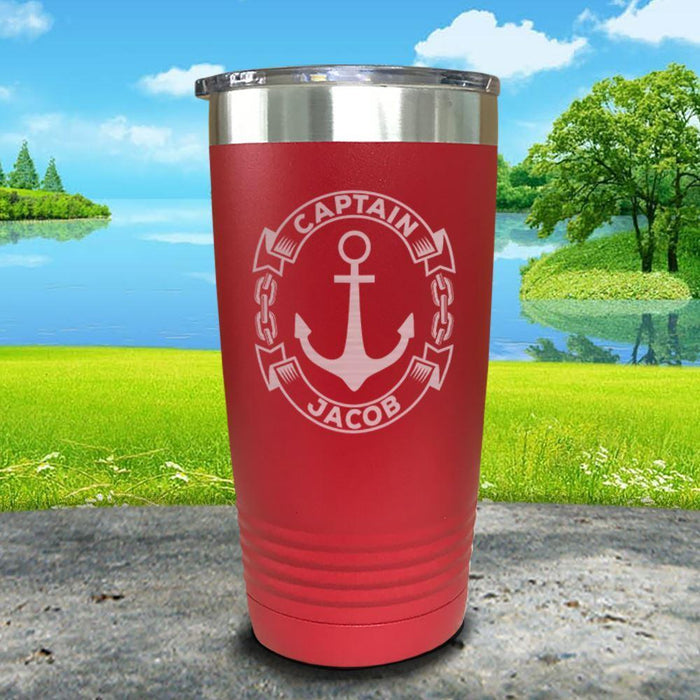 Captain Anchor (CUSTOM) Engraved Tumbler Tumbler ZLAZER 20oz Tumbler Red 