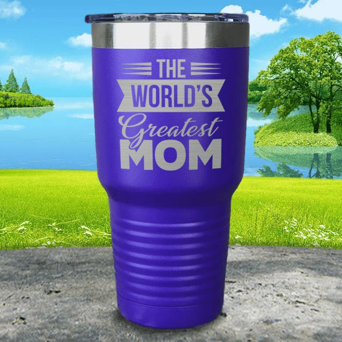 World's Greatest Mom Engraved Tumbler Tumbler ZLAZER 30oz Tumbler Royal Purple 