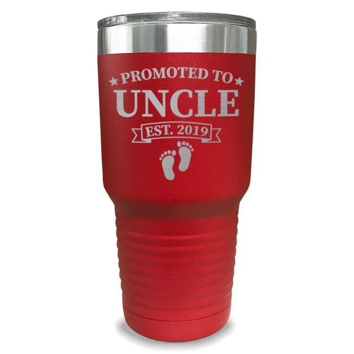 Promoted To Uncle Footprint (CUSTOM) With Date Engraved Tumblers Engraved Tumbler ZLAZER 30oz Tumbler Red 