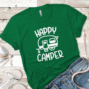 Happy Camper 1 Premium Tees T-Shirts CustomCat Kelly Green X-Small 