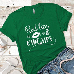 Red Lips Premium Tees T-Shirts CustomCat Kelly Green X-Small 