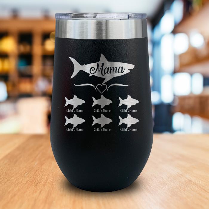 PERSONALIZED Mama Shark Engraved Wine Tumbler